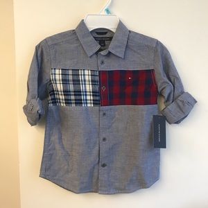 TOMMY HILFIGER Boys Chambray & Plaid Button Down